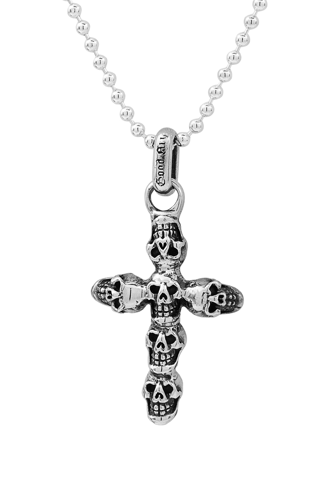 Good Art Jack Skull #2 Sterling Silver Cross Pendant - Large