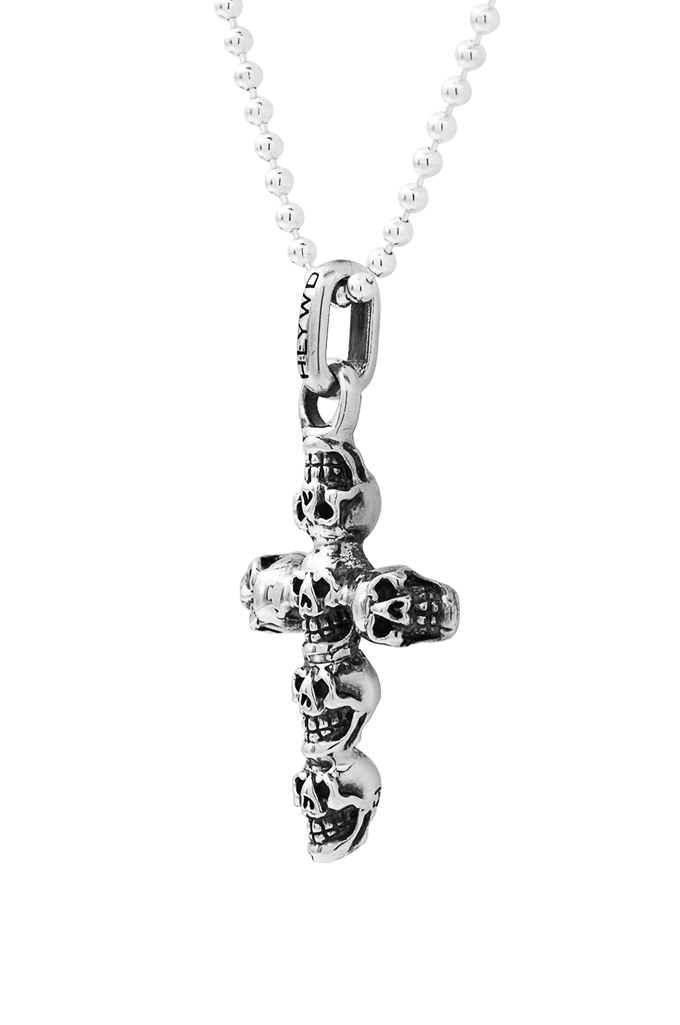 Good Art Jack Skull #2 Sterling Silver Cross Pendant - Large