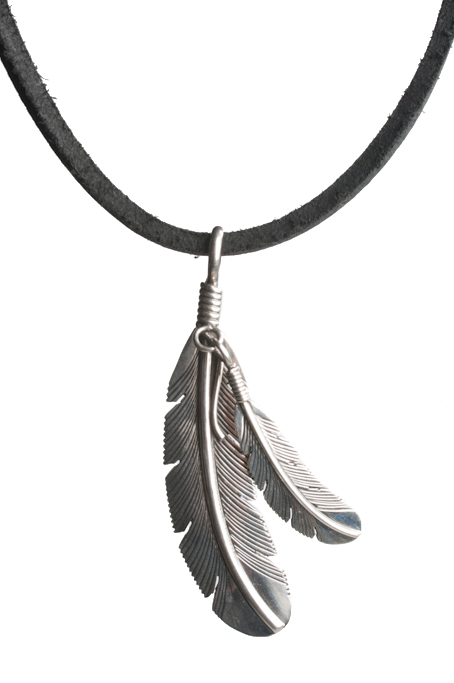 Self Edge Silver Double Feather Necklace Self Edge Silver Double Feather Necklace