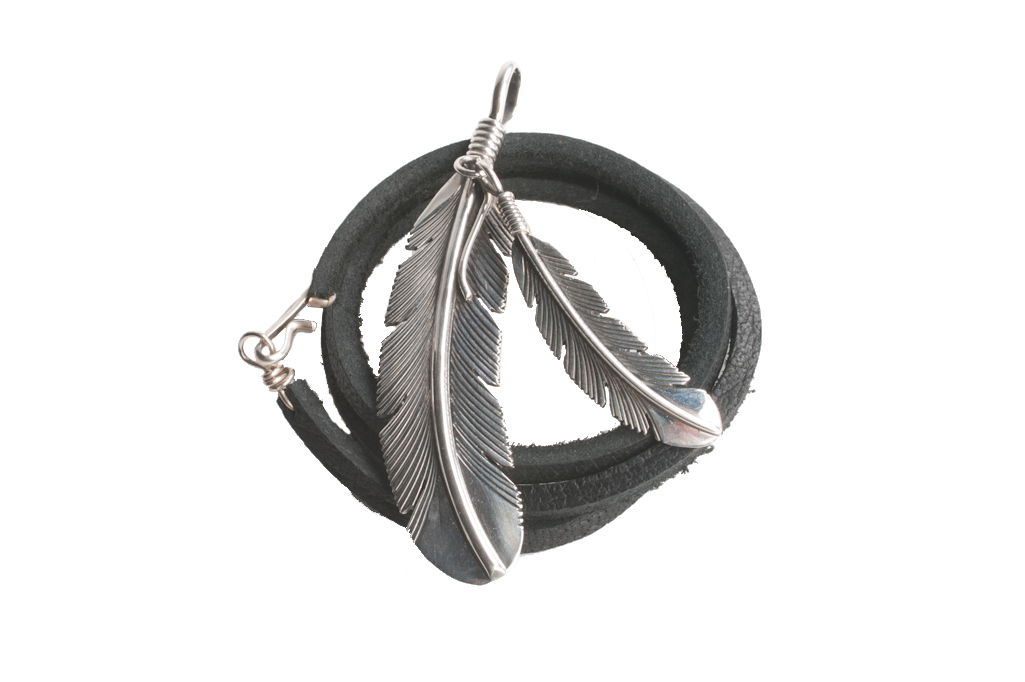 Self Edge Silver Double Feather Necklace Self Edge Silver Double Feather Necklace