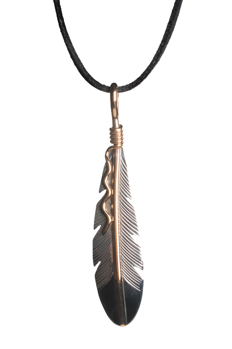 Self Edge Silver Feather Necklace w/Gold Fill