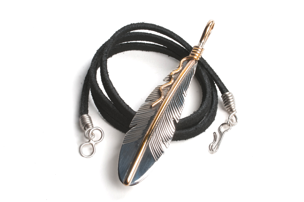 Self Edge Silver Feather Necklace w/Gold Fill